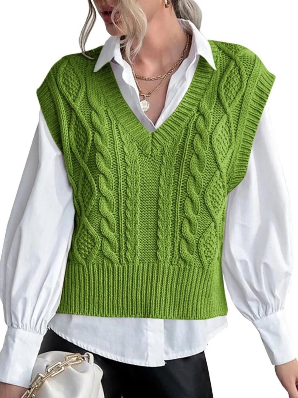 Chic V-Neck Sleeveless Sweater Vest for Women - Casual Knit Ribbed Pullover Top